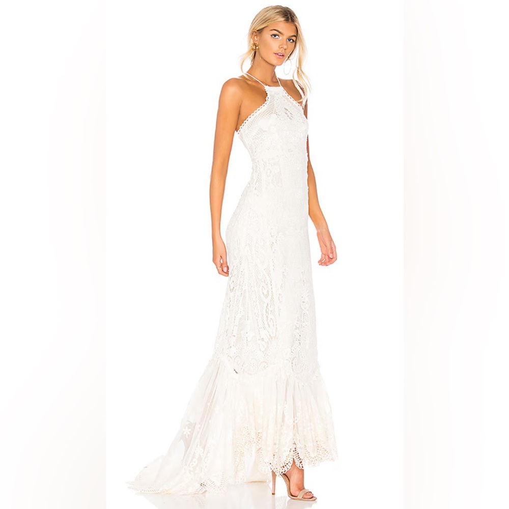 SPELL & The Gypsy Collective Casablanca Lace Halter Gown in Off White